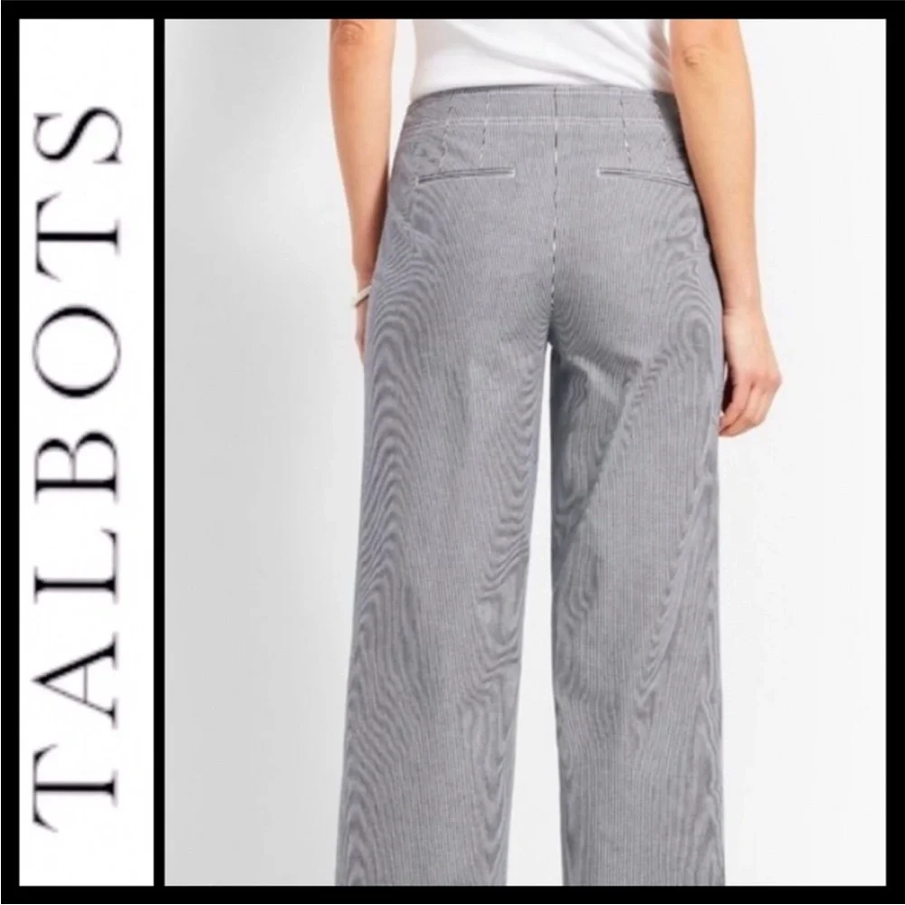 Talbots High Waist Blue White Stripe Deck Pants. Size 14. - Picture 2 of 14